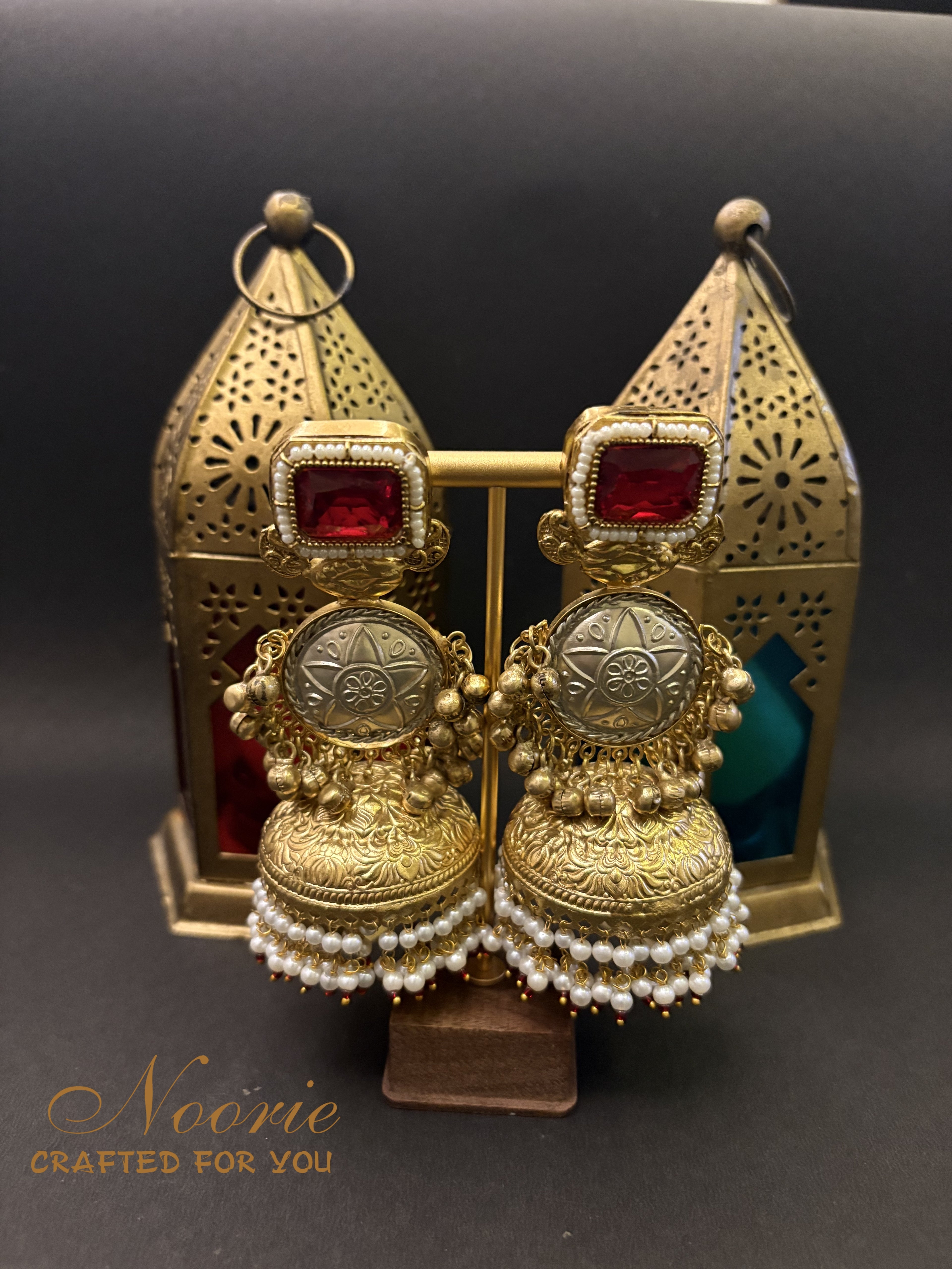 Jhumka Earrings – Gem & Pearl Elegance