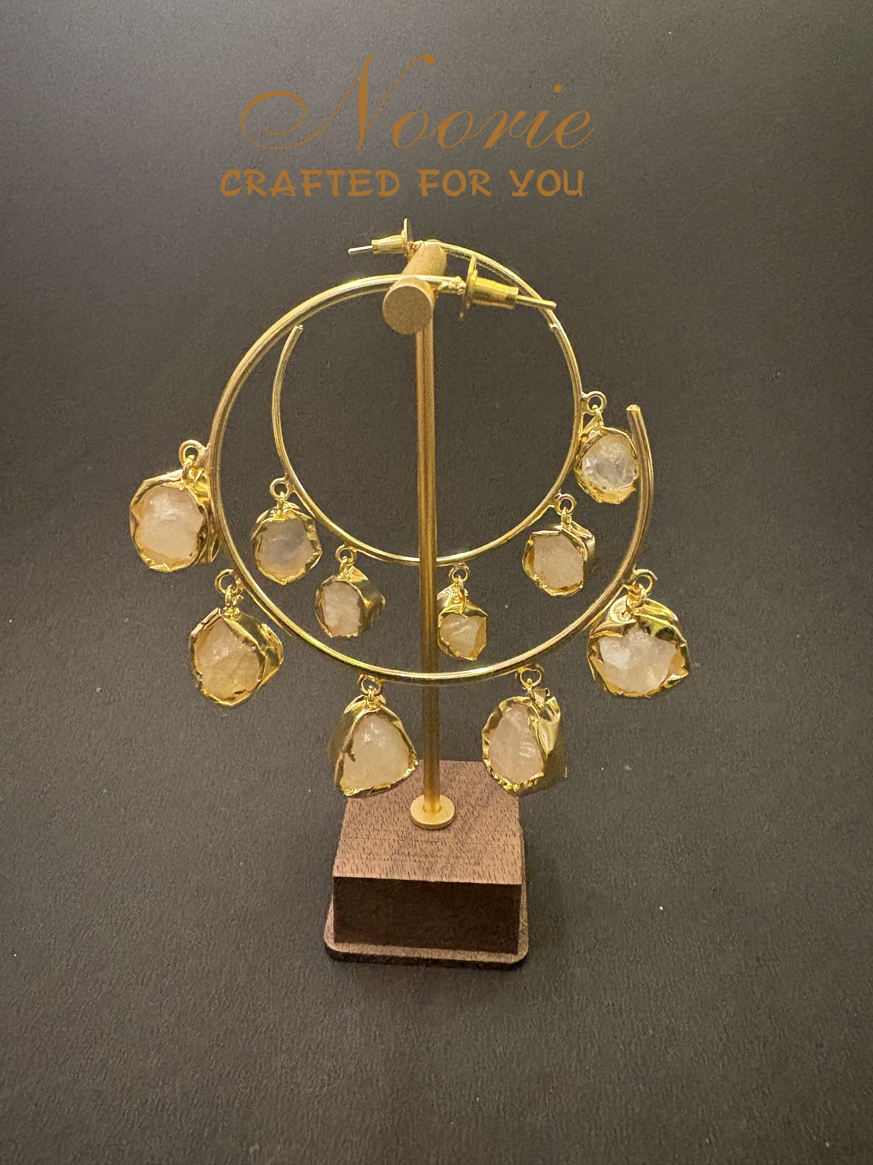 Gold Hoop Earrings – Raw Stone Charms
