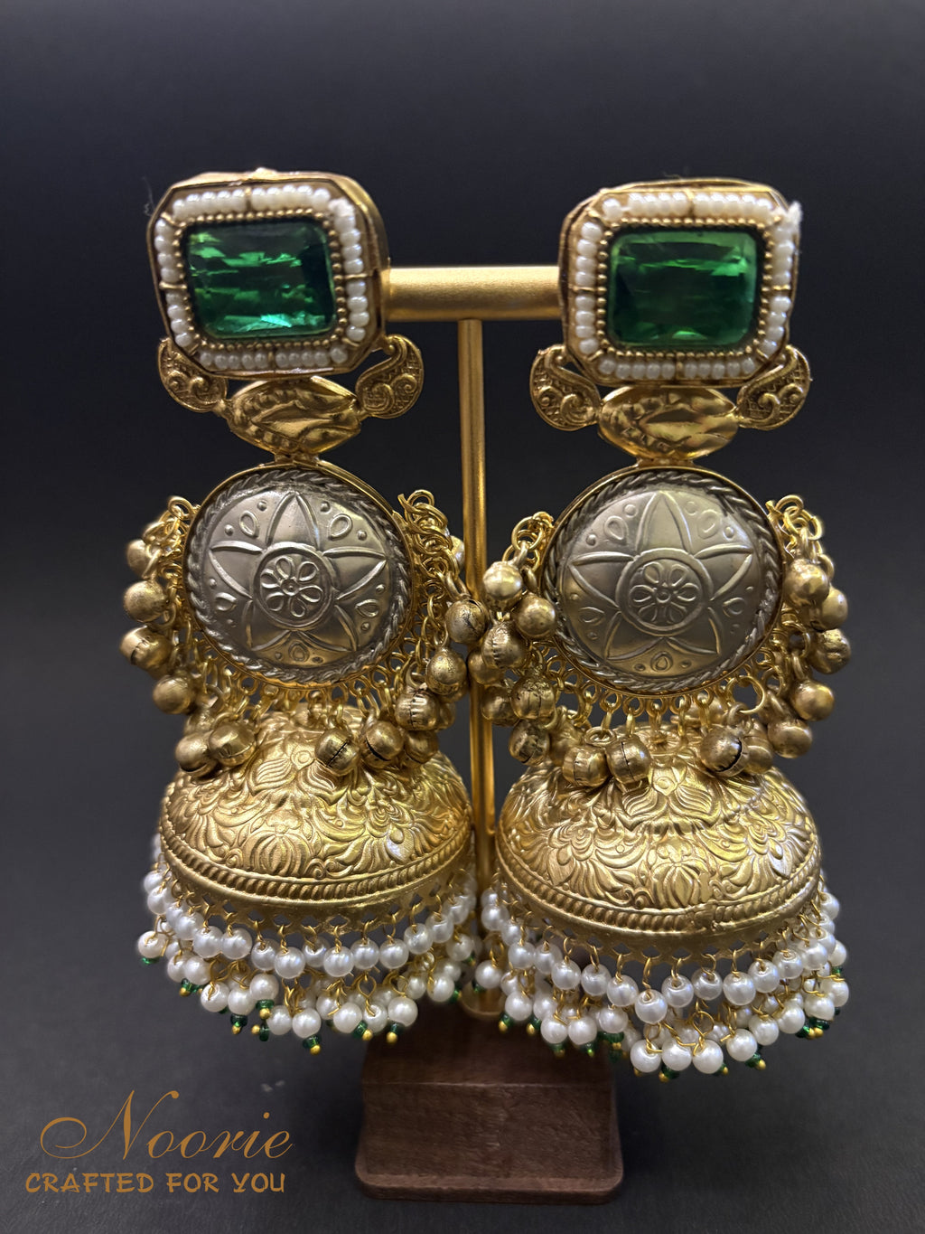 Jhumka Earrings – Gem & Pearl Elegance