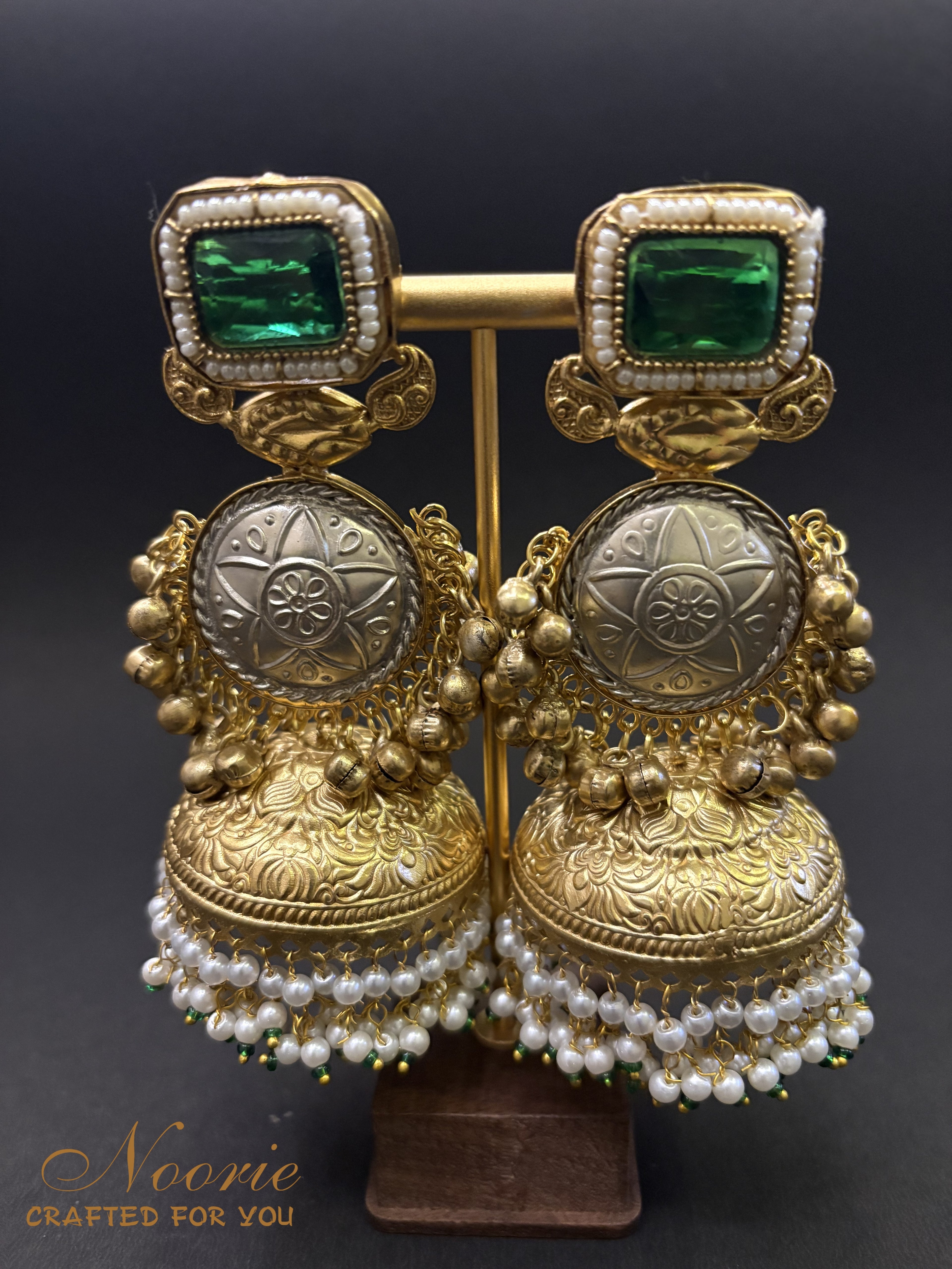 Jhumka Earrings – Gem & Pearl Elegance