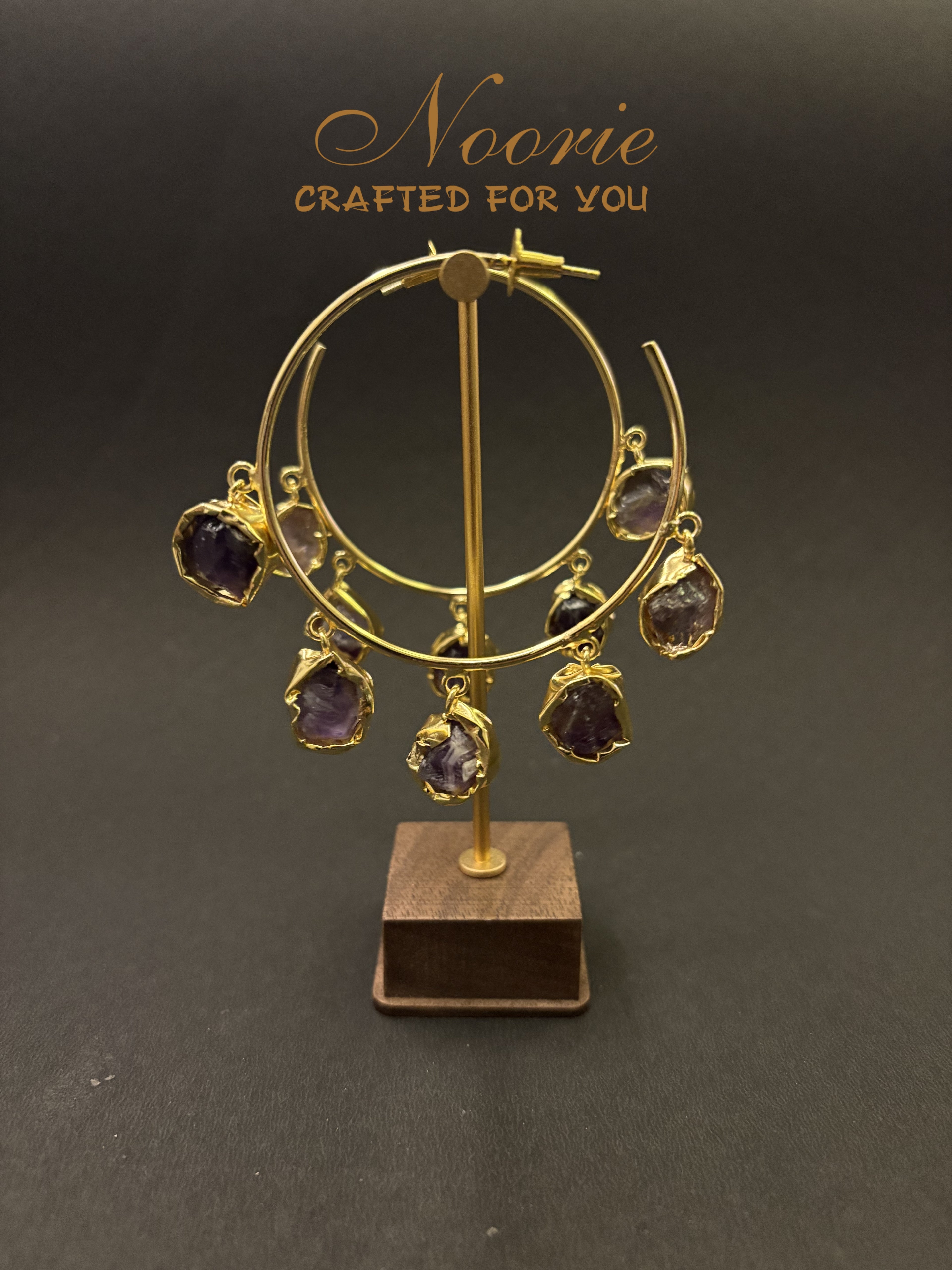 Gold Hoop Earrings – Raw Stone Charms