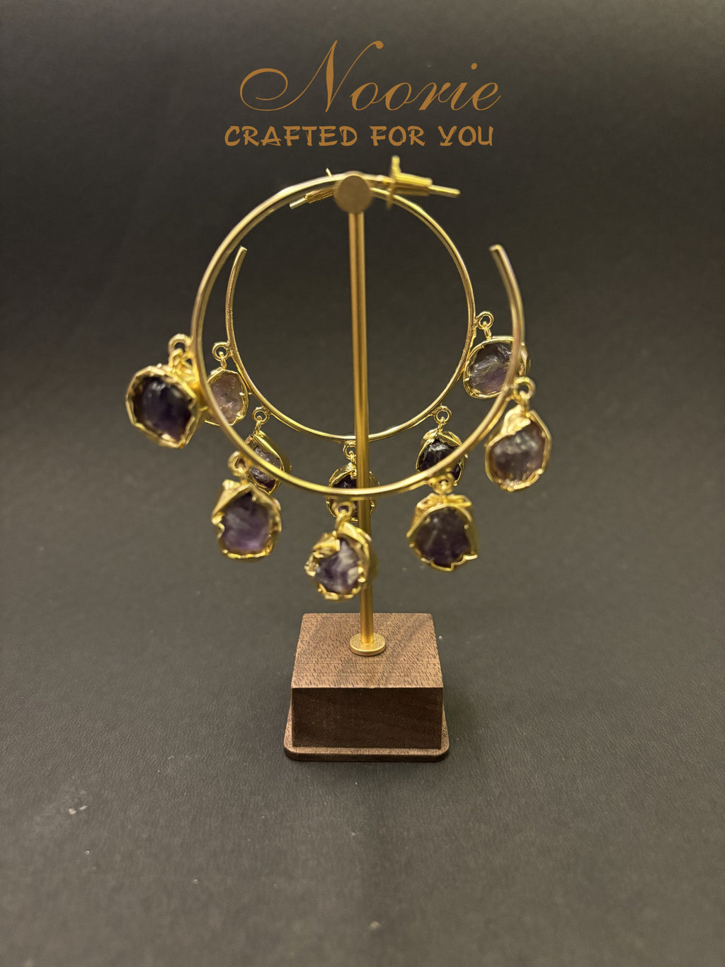 Gold Hoop Earrings – Raw Stone Charms