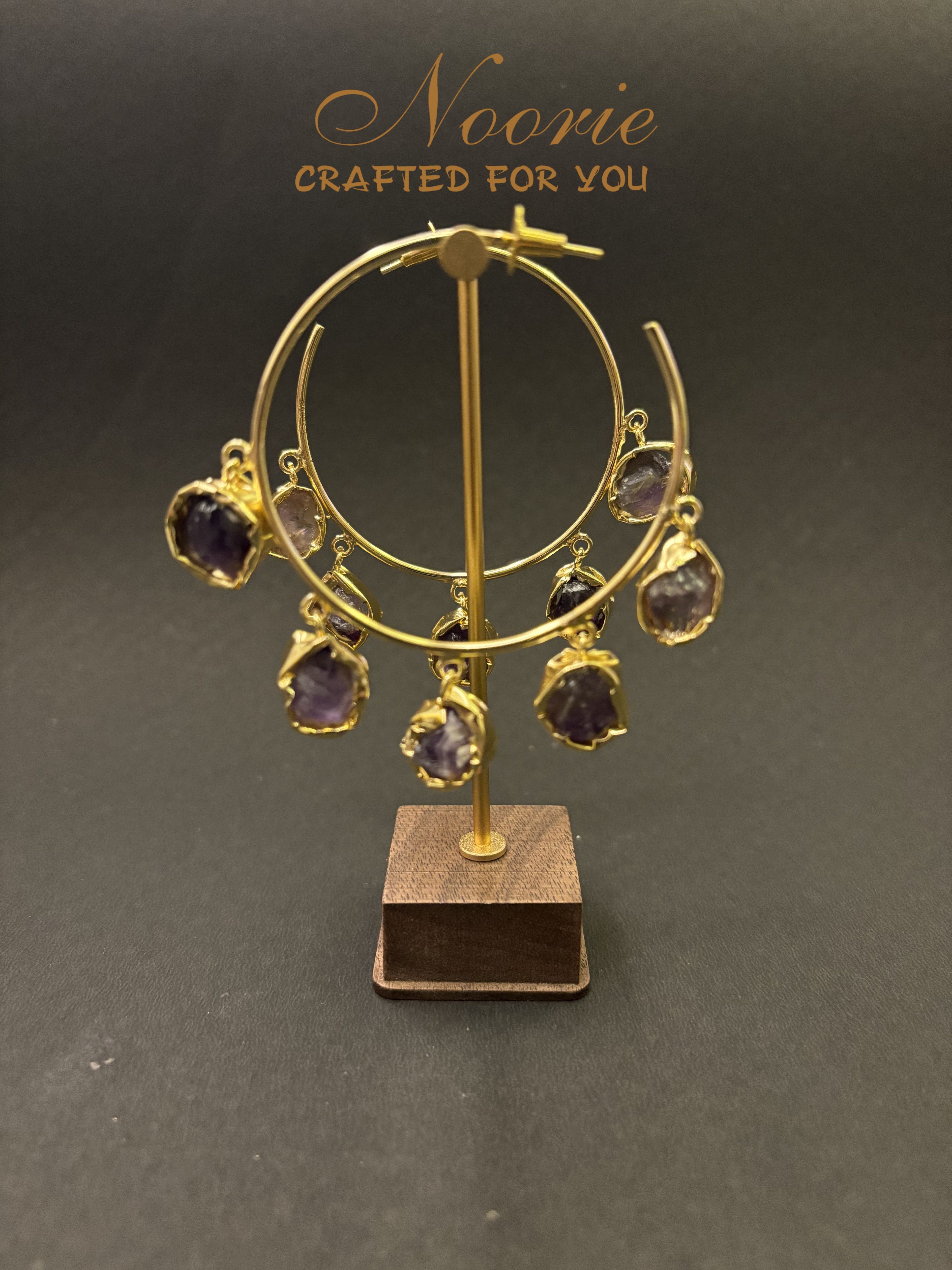 Gold Hoop Earrings – Raw Stone Charms