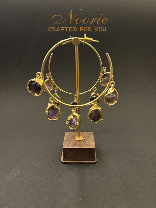 Gold Hoop Earrings – Raw Stone Charms