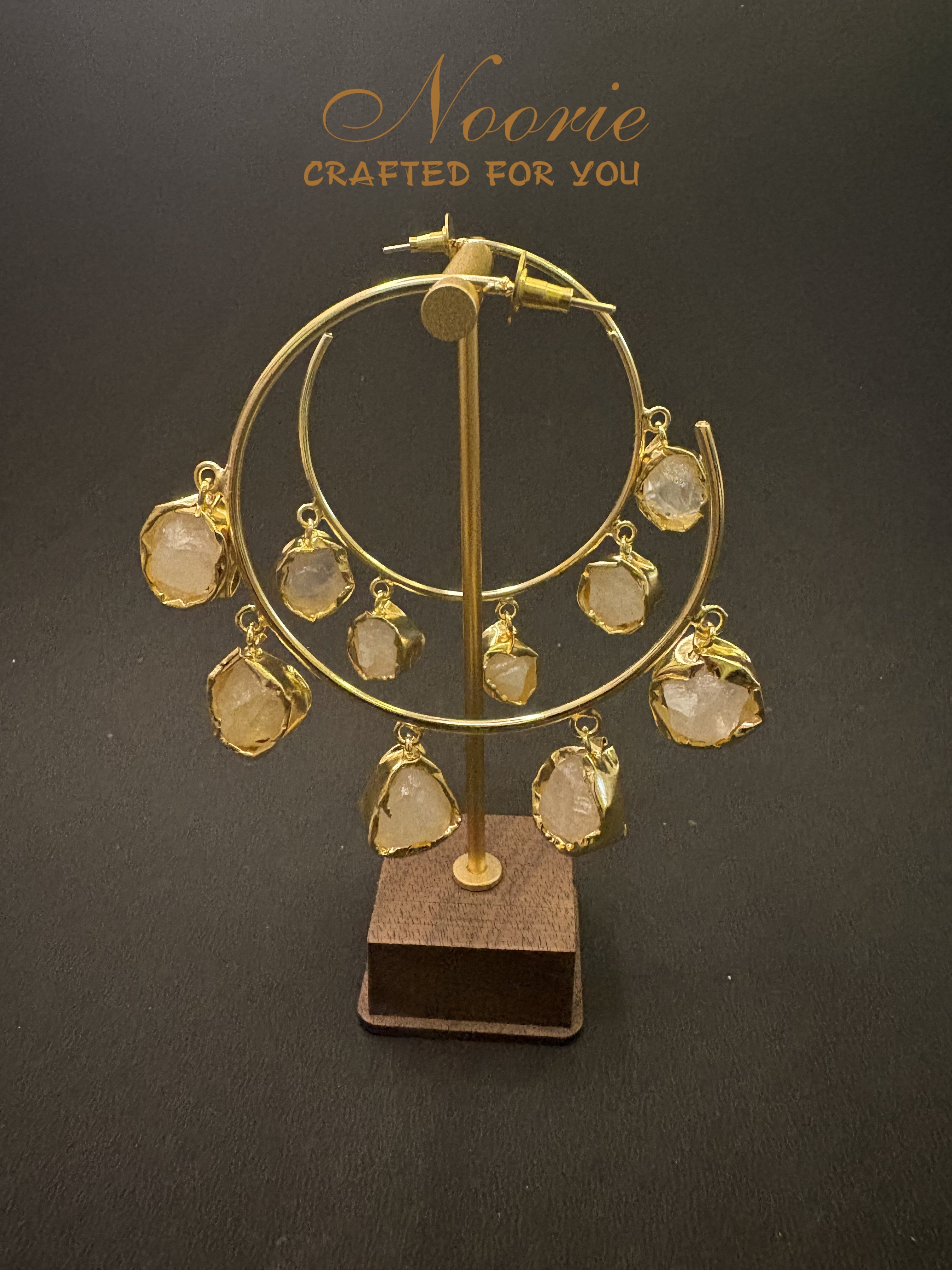 Gold Hoop Earrings – Raw Stone Charms