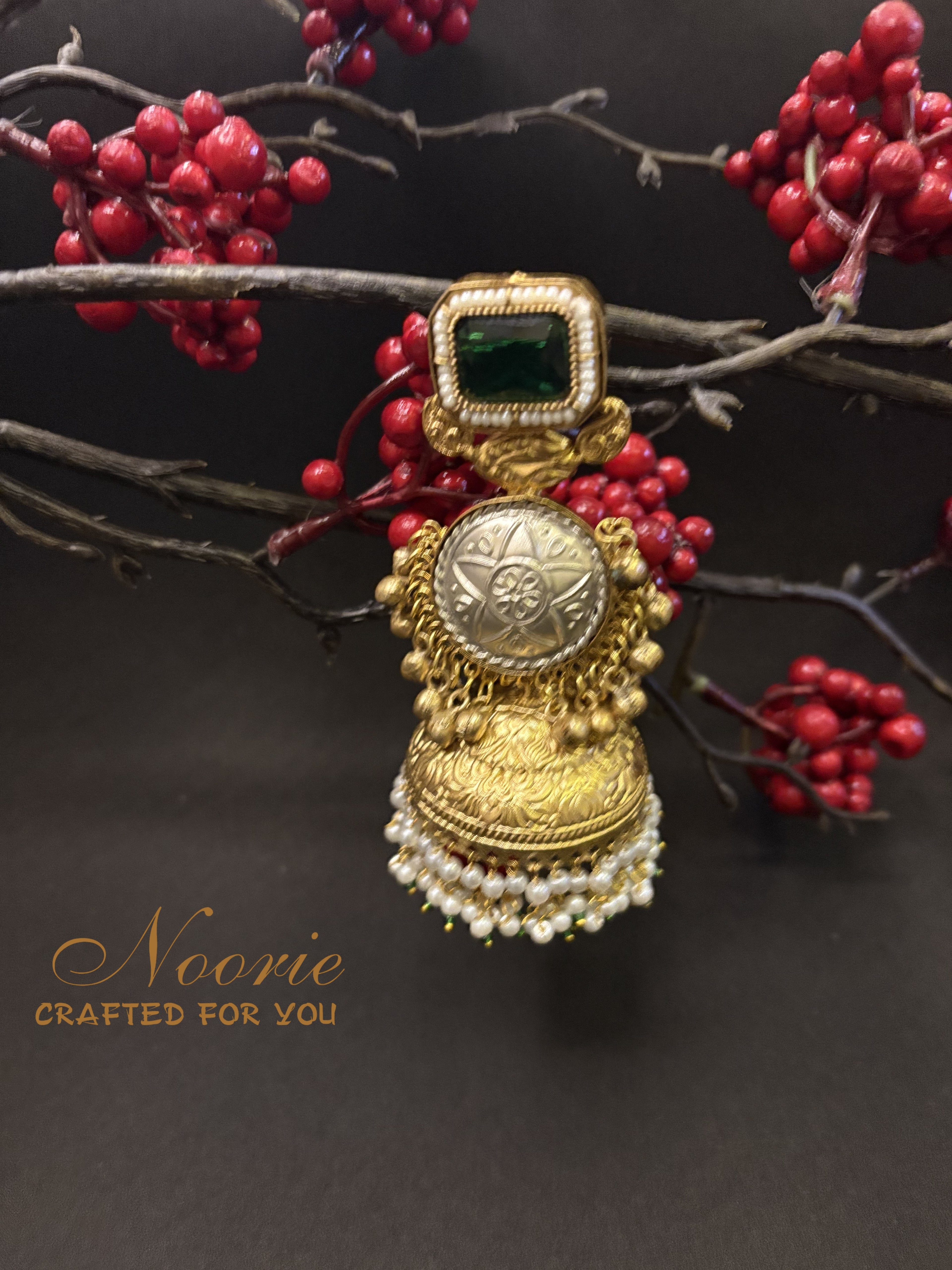 Jhumka Earrings – Gem & Pearl Elegance