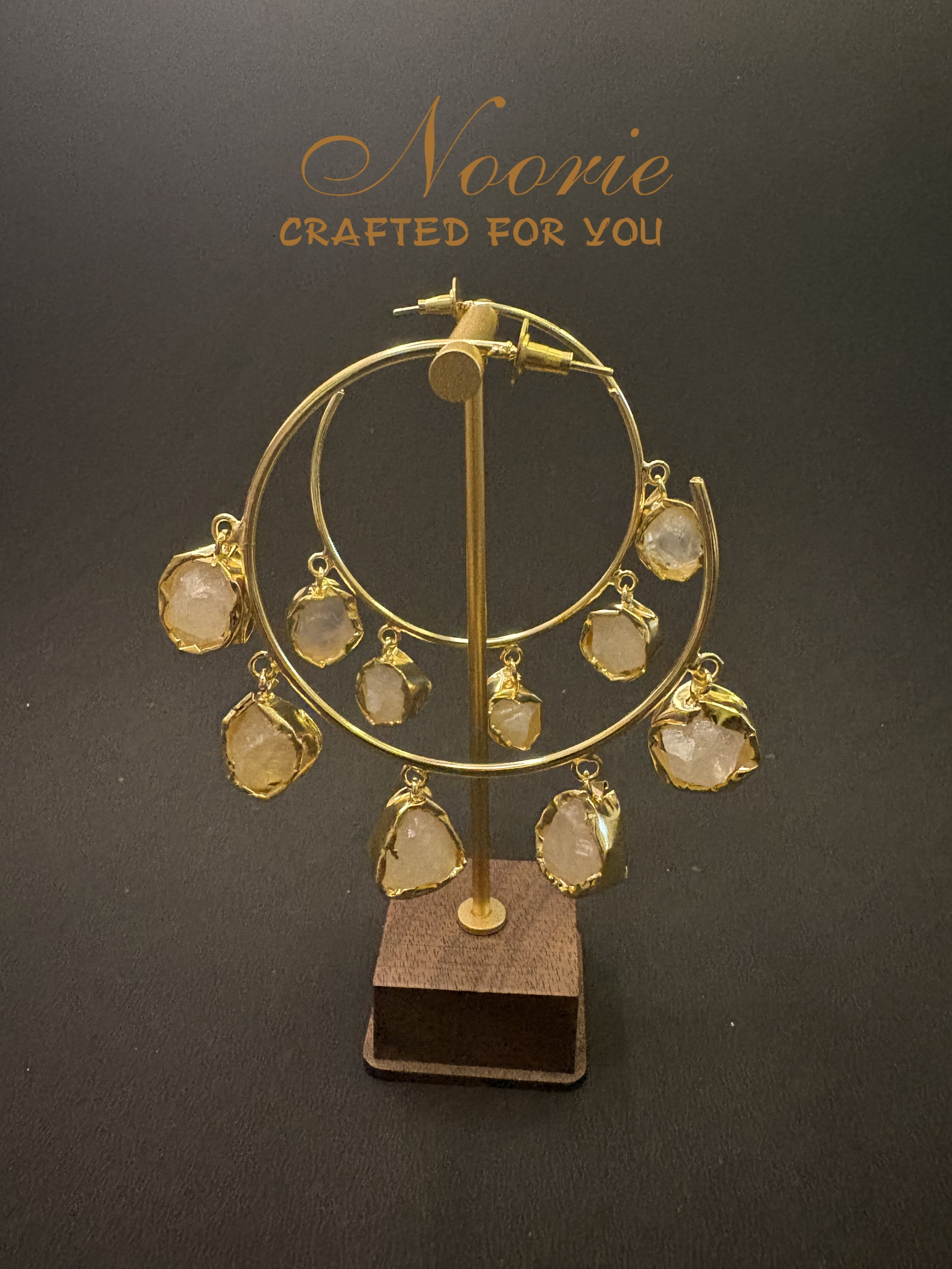 Gold Hoop Earrings – Raw Stone Charms