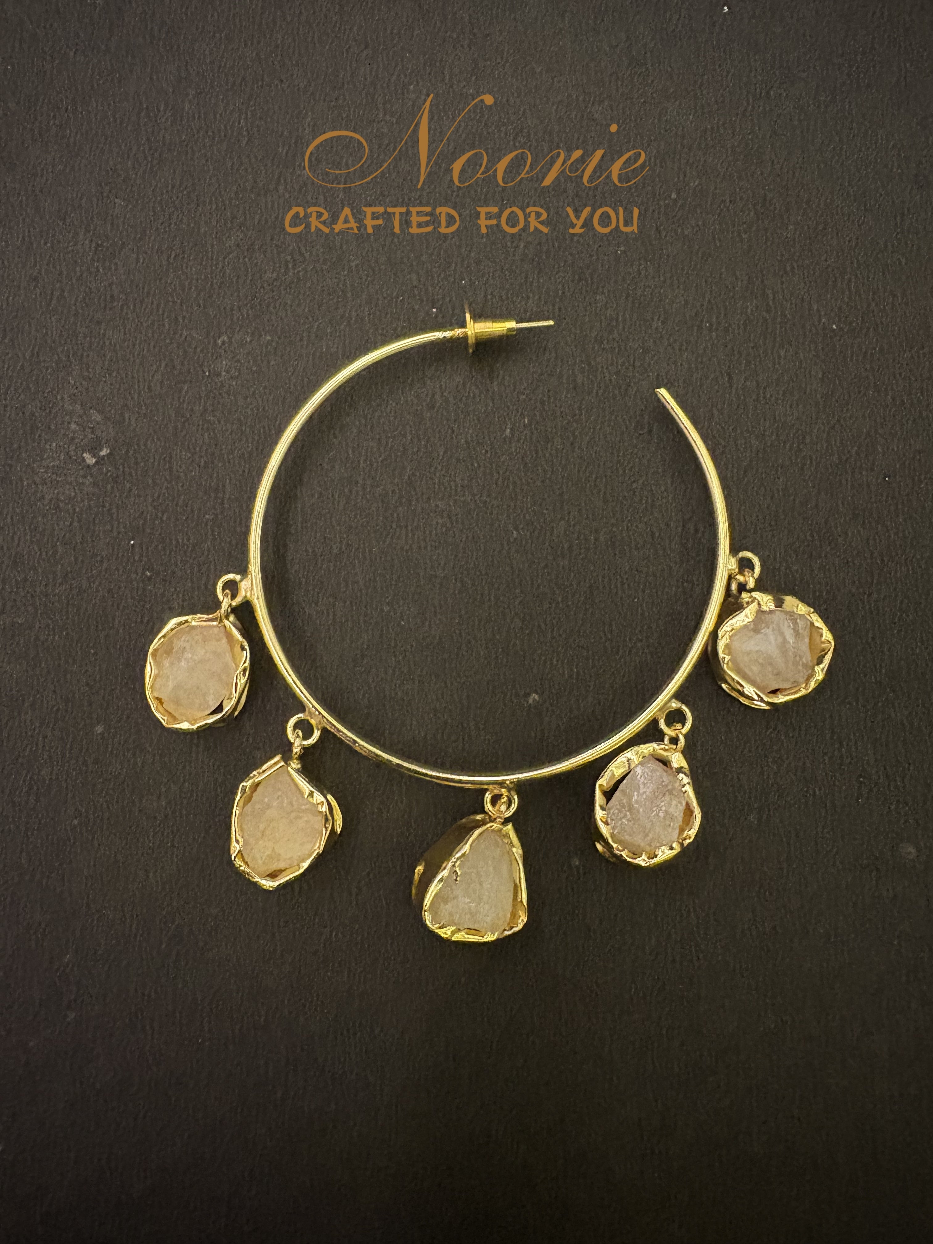 Gold Hoop Earrings – Raw Stone Charms