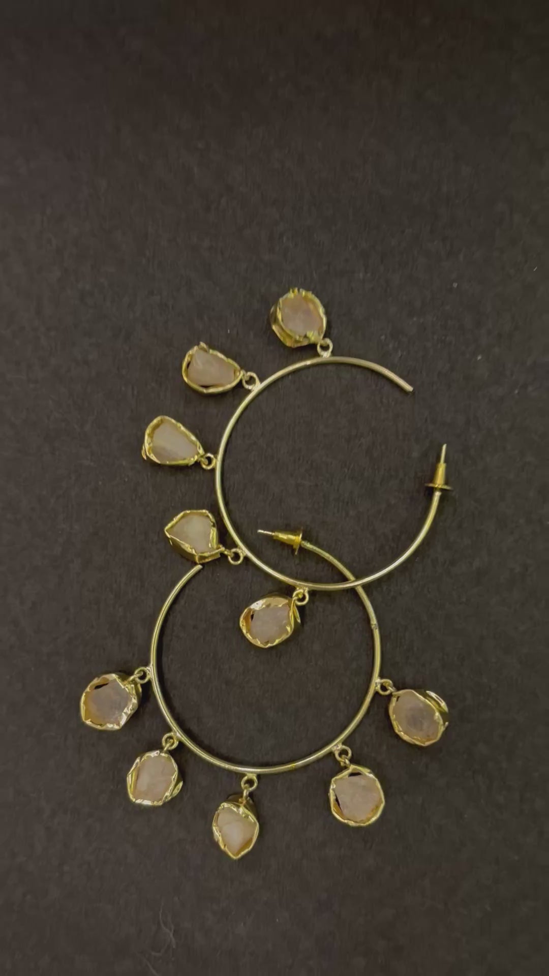 Gold Hoop Earrings – Raw Stone Charms