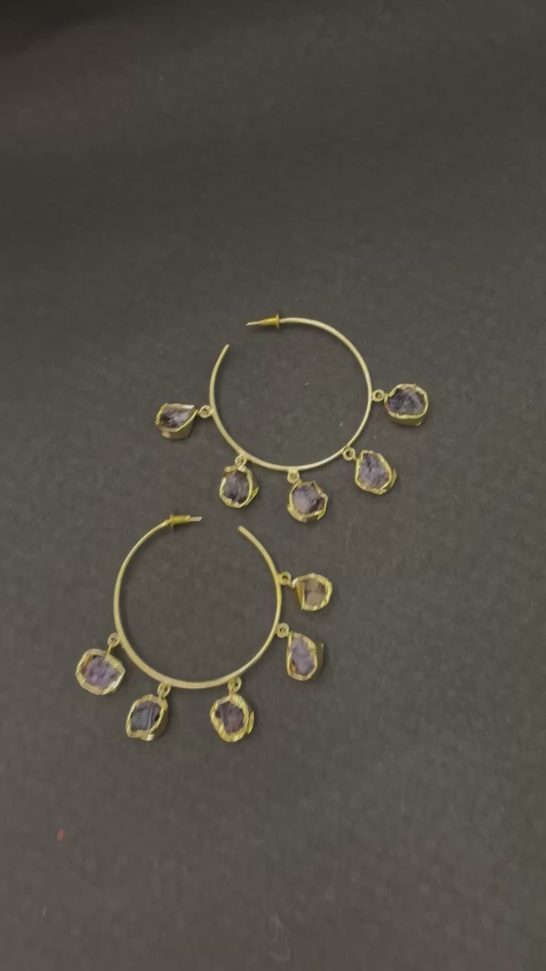 Gold Hoop Earrings – Raw Stone Charms